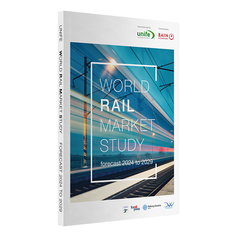 3D Buchdarstellung der Studie World Rail Market Study 2024